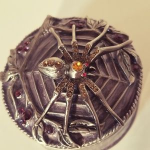 Purple Enameled and Bejeweled Spider Trinket Box